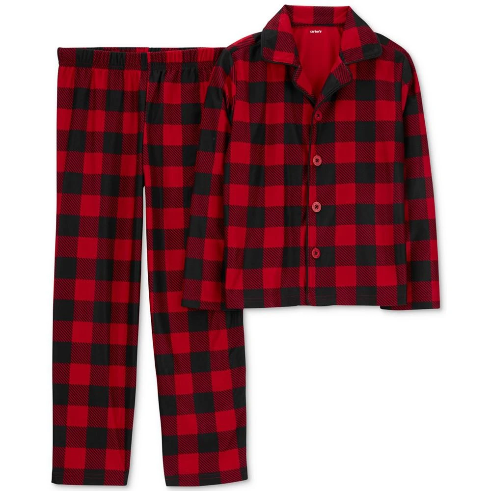 商品Carter's|Big Kids Buffalo-Check Fleece Button-Front Pajamas, 2 Piece Set,价格¥112,第1张图片