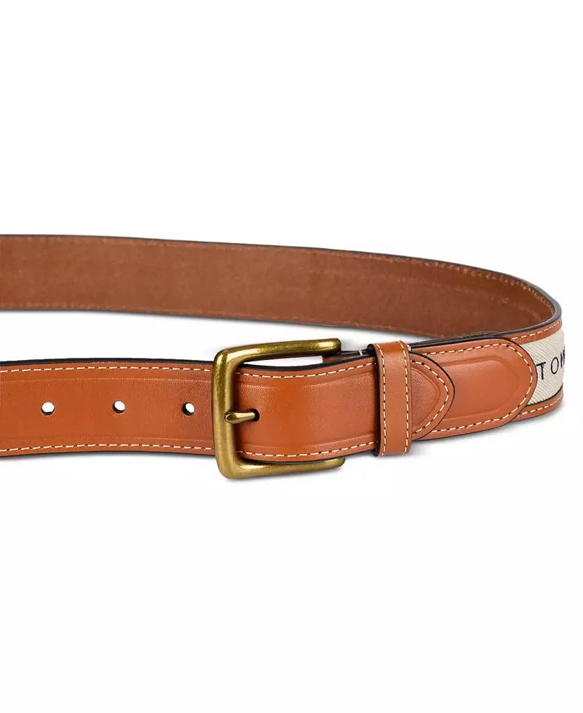 商品Tommy Hilfiger|Men's Tri-Color Ribbon Inlay Leather Belt,价格¥254,第2张图片详细描述