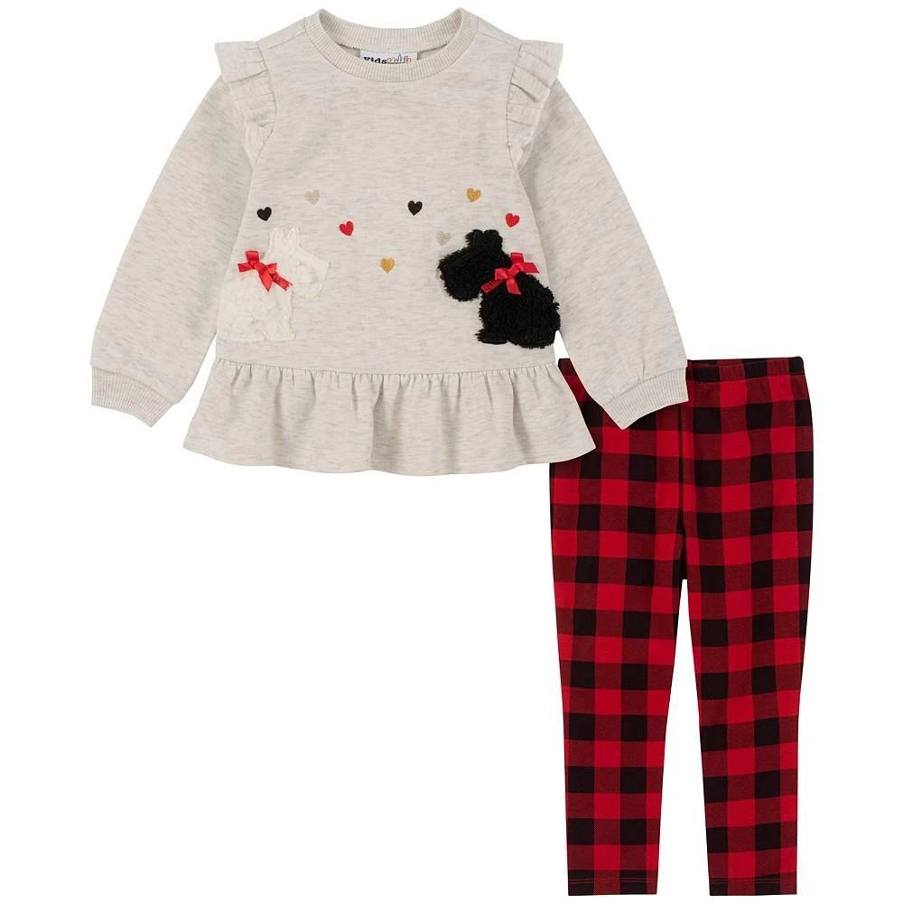 商品KIDS HEADQUARTERS|Toddler Girls Heather Ruffled Terry Tunic and Buffalo Plaid Leggings, 2-Piece Set,价格¥237,第1张图片