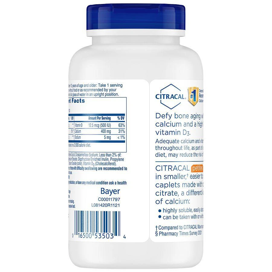 商品Citracal|With Vitamin D3, Caplets,价格¥133,第2张图片详细描述