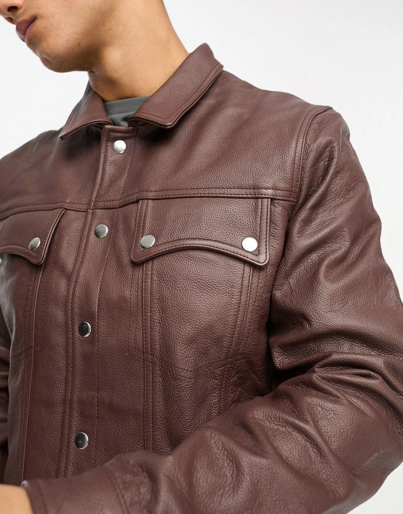 商品BOLONGARO TREVOR|Bolongaro Trevor western leather jacket with double pocket in dark brown,价格¥1349,第4张图片详细描述
