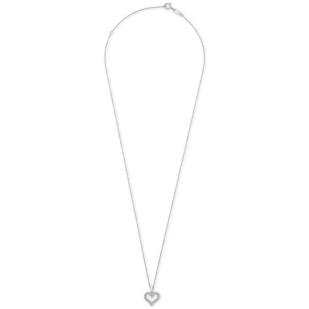 商品Macy's|Diamond Heart Pendant Necklace (1/4 ct. t.w.) in 14k Gold, 18" + 2" extender,价格¥3314,第4张图片详细描述