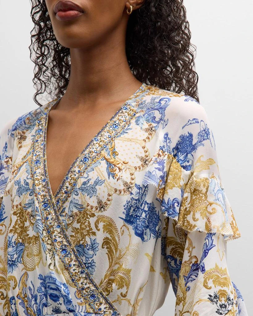 商品Camilla|Soul Searching Short Silk Ruffle Wrap Dress,价格¥2454,第5张图片详细描述