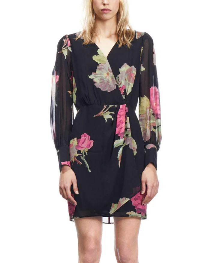 商品The Kooples|Rose Surplice Neck Mini Dress,价格¥1081,第1张图片详细描述