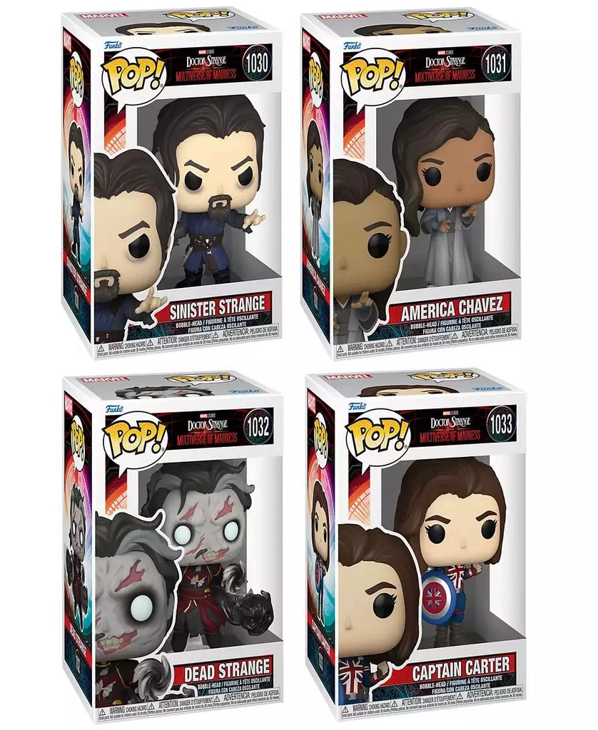 商品Funko|Pop Marvel Movies Doctor Strange in the Multiverse of Madness America Chavez in Cloak Sinister Strange Dead Strange Captain Carter 4 Figure Collectors Set,价格¥112,第1张图片