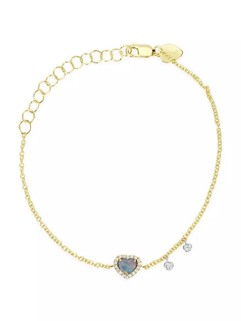 商品Meira T|14K Yellow Gold, 0.09 TCW Diamond & Opal Heart Bracelet,价格¥5132,第1张图片