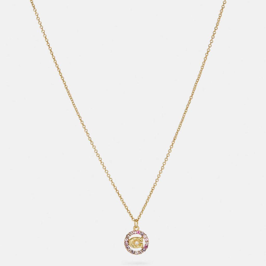 商品Coach|Coach Women's C Multi Crystal Necklace - Gold/Pink Multi,价格¥715,第1张图片