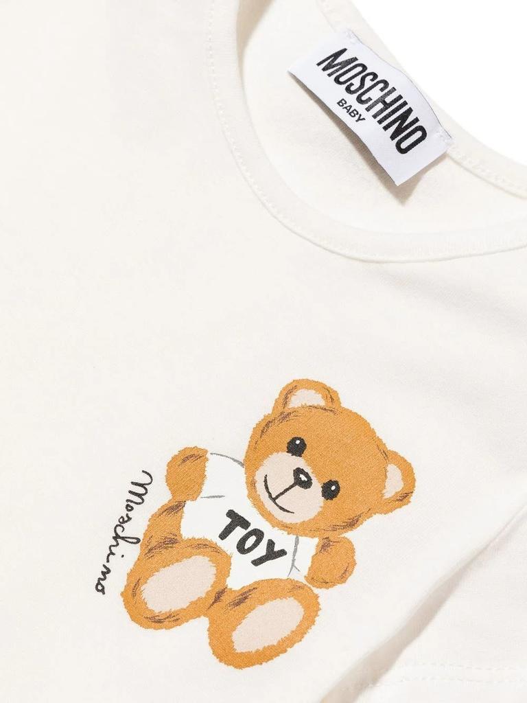 Moschino Set 2 Baby Bodysuits In White And Light Blue Cotton With Teddy Bear Print商品第4张图片规格展示