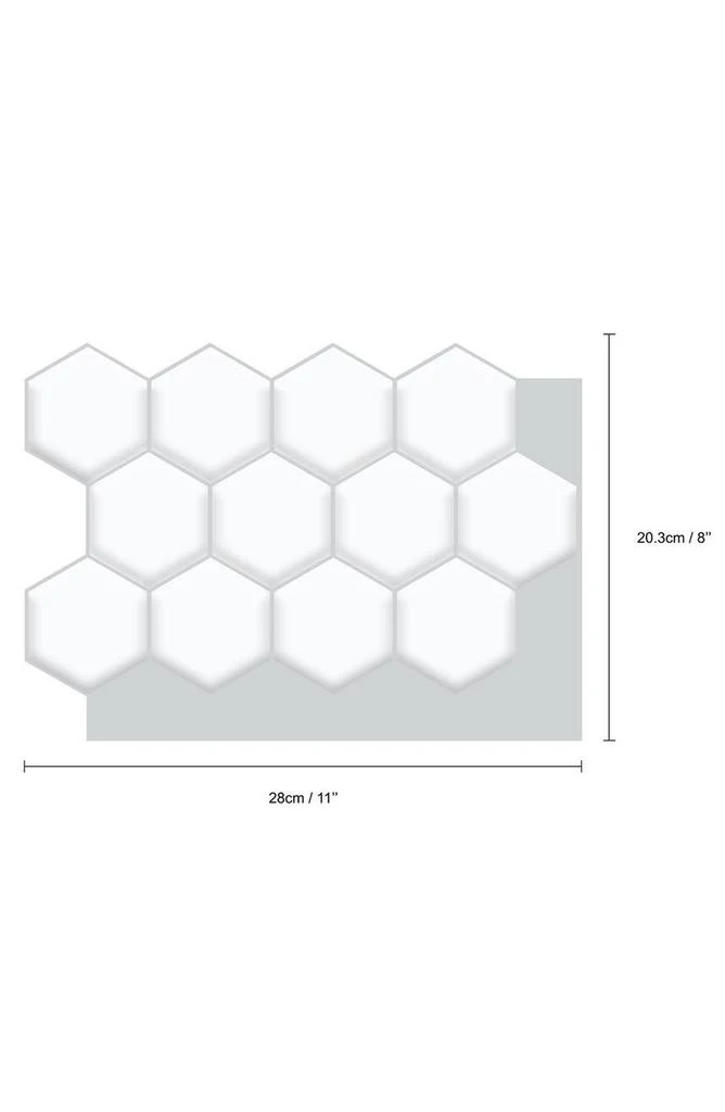 商品WALPLUS|Classic Hexa Premium White Glossy 3D Sticker Tile 28 x 20cm (11 x 8 in) - Pack of 8,价格¥281,第4张图片详细描述