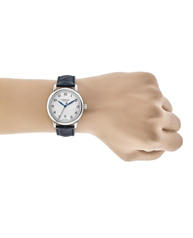 Montblanc Star Legacy Silver White Dial Leather Strap Men's Watch 117574商品第4张图片规格展示