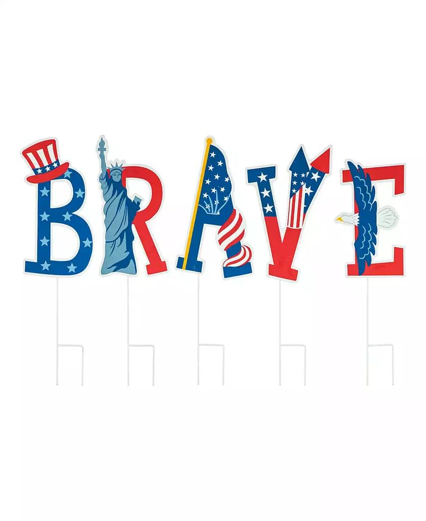 商品Glitzhome|43.25" L Patriotic, Americana Brave Yard Stake or Wall Decor, Set of 5,价格¥491,第1张图片