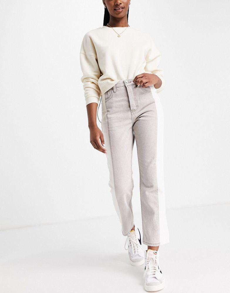 Topshop editor jeans in grey and white colour block商品第2张图片规格展示