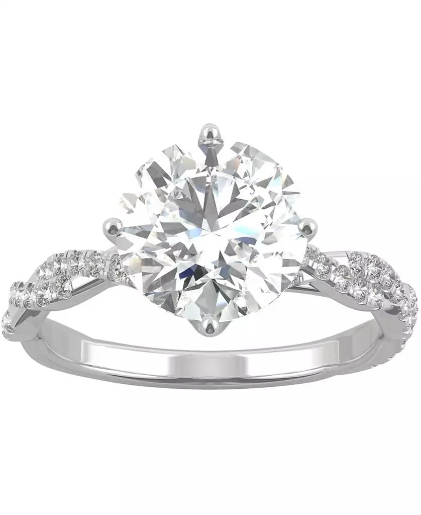 商品Charles & Colvard|Moissanite Twist Engagement Ring (2-1/3 ct. t.w. DEW) in 14k White Gold,价格¥12182,第1张图片