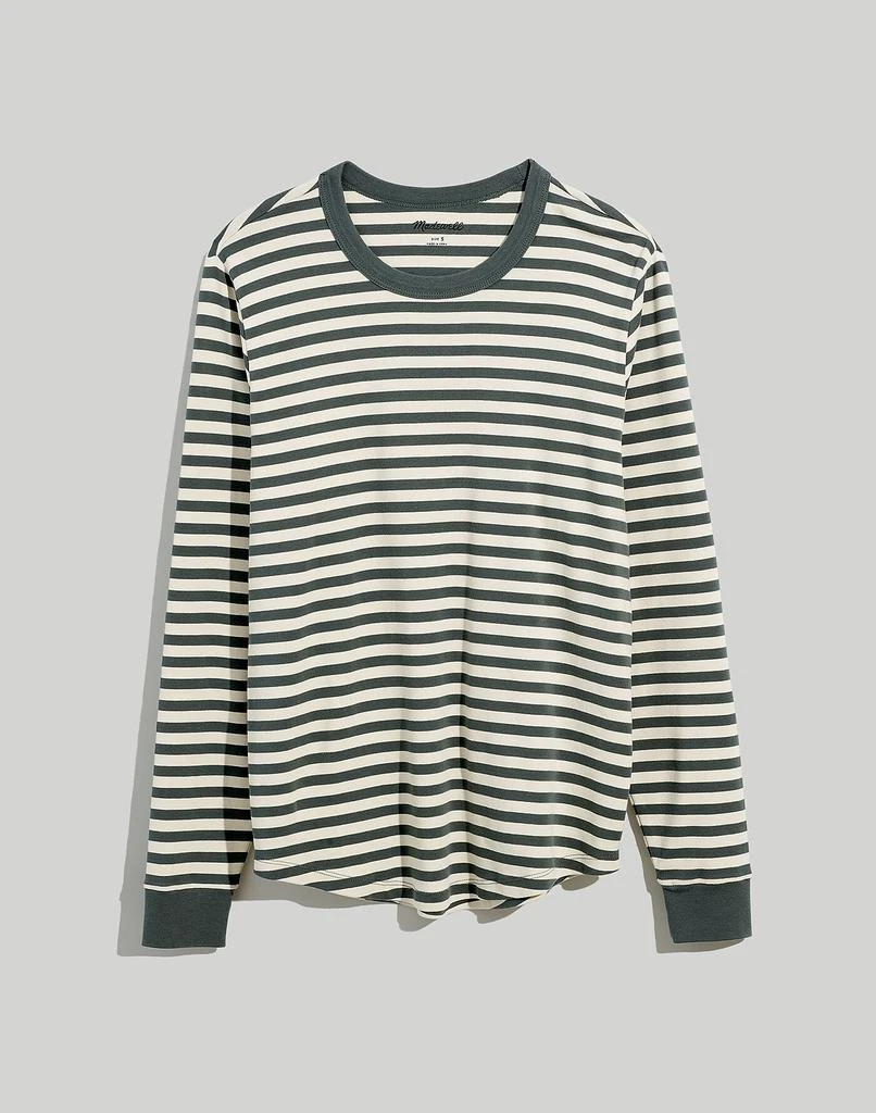 商品Madewell|Ribbed Long-Sleeve Relaxed Tee in Stripe,价格¥378,第4张图片详细描述