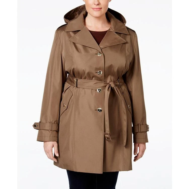 商品Calvin Klein|Plus Size Hooded Single-Breasted Trench Coat,价格¥897,第1张图片