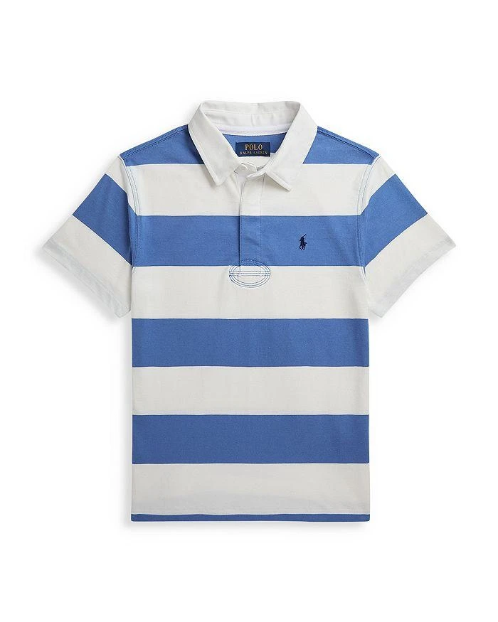 商品Ralph Lauren|Boys' Striped Cotton Short Sleeve Rugby Shirt - Little Kid, Big Kid,价格¥162,第1张图片