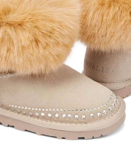 商品MONNALISA|Embellished leather ankle boots,价格¥665,第5张图片详细描述