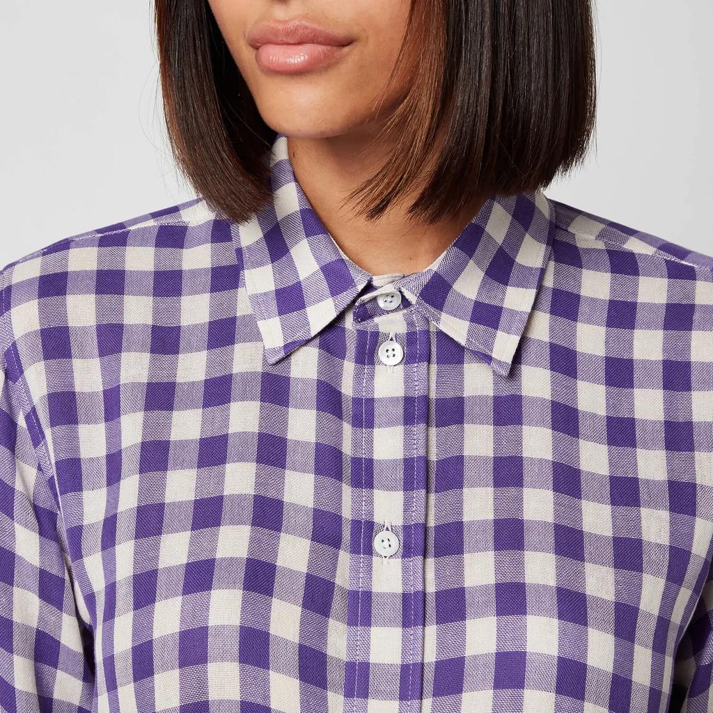 商品AMI|AMI Women's Classic Gingham Shirt - Violet,价格¥574,第6张图片详细描述