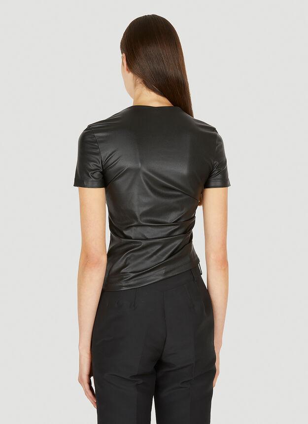 Faux Leather T-Shirt in Black商品第4张图片规格展示