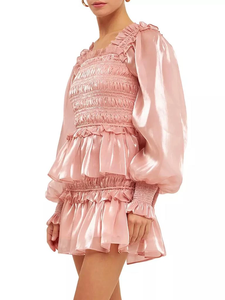 商品Endless Rose|Sheen Smocked Long Sleeve Mini Dress,价格¥1284,第4张图片详细描述
