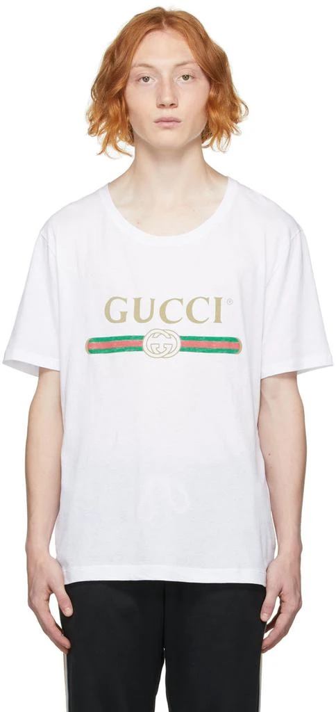 商品Gucci|White Oversized Logo T-Shirt,价格¥4852,第1张图片