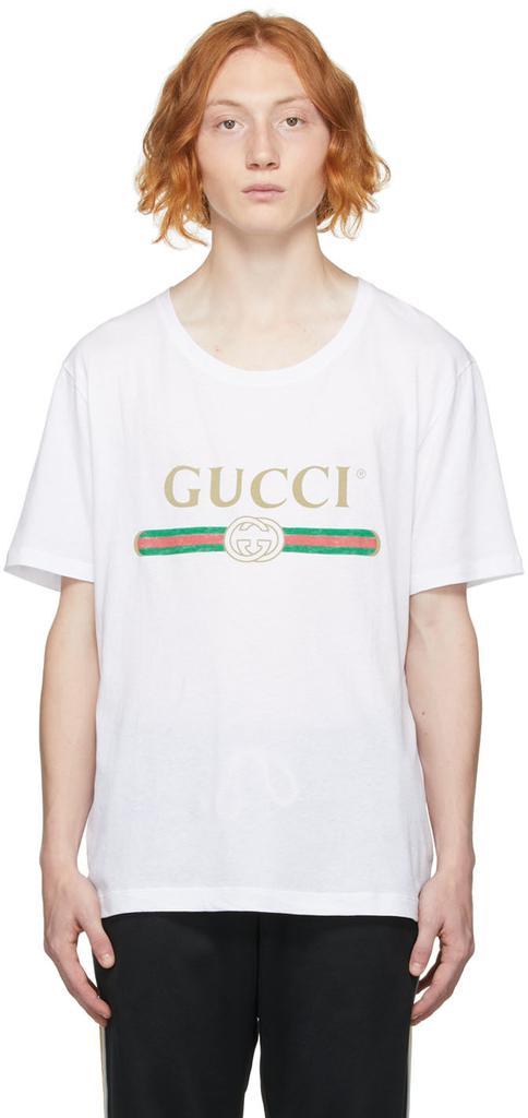 商品Gucci|White Oversized Logo T-Shirt,价格¥3795,第1张图片