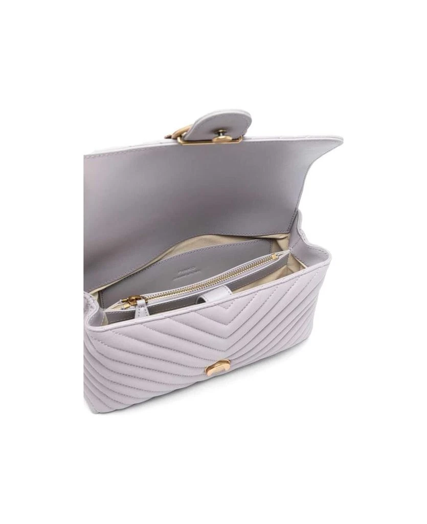商品PINKO|Love Lady Lilac Chevron Leather Crossbody Bag Woman,价格¥2356,第4张图片详细描述