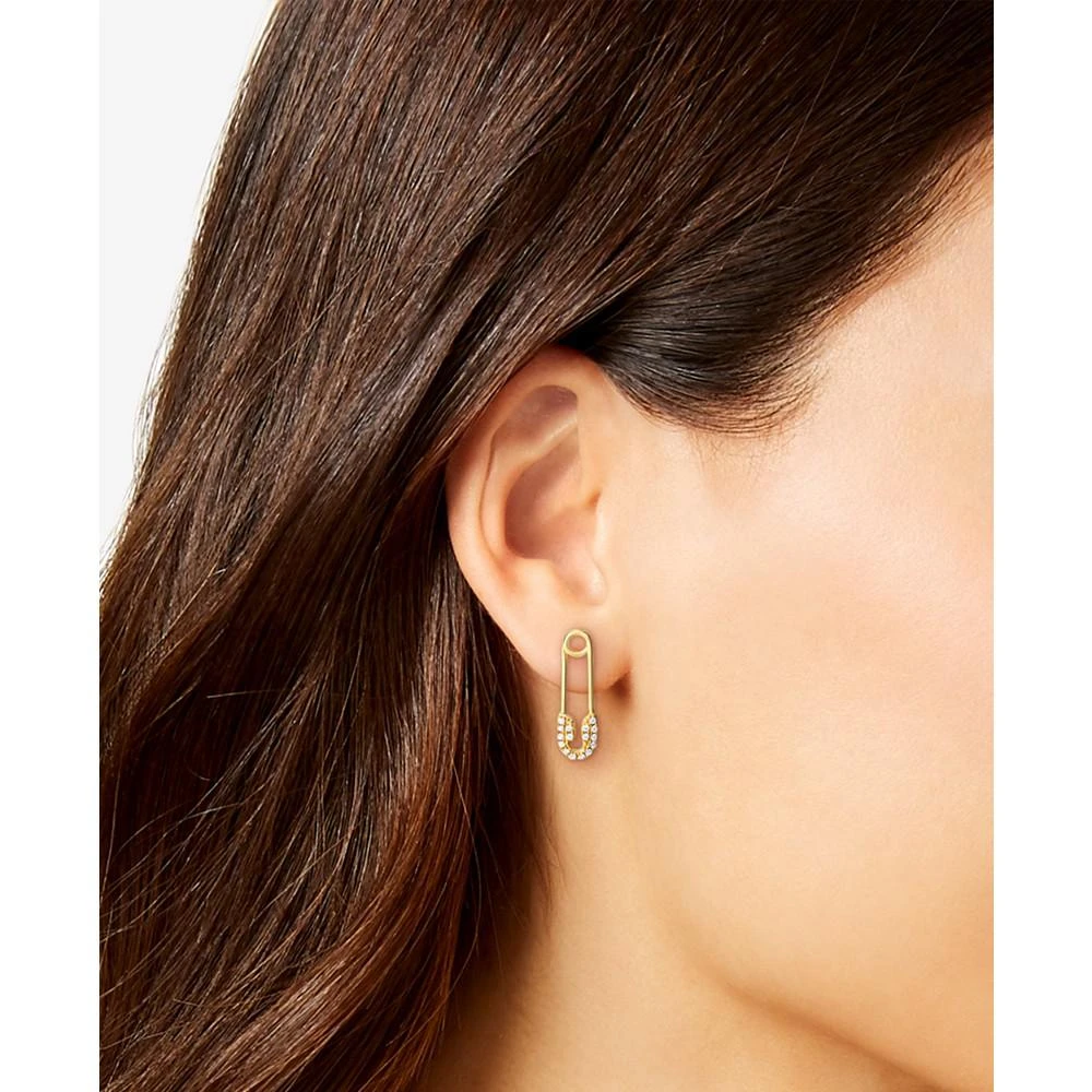 商品Giani Bernini|Cubic Zirconia Safety Pin Drop Earrings in 14k Gold Sterling Silver, Created for Macy's,价格¥123,第2张图片详细描述
