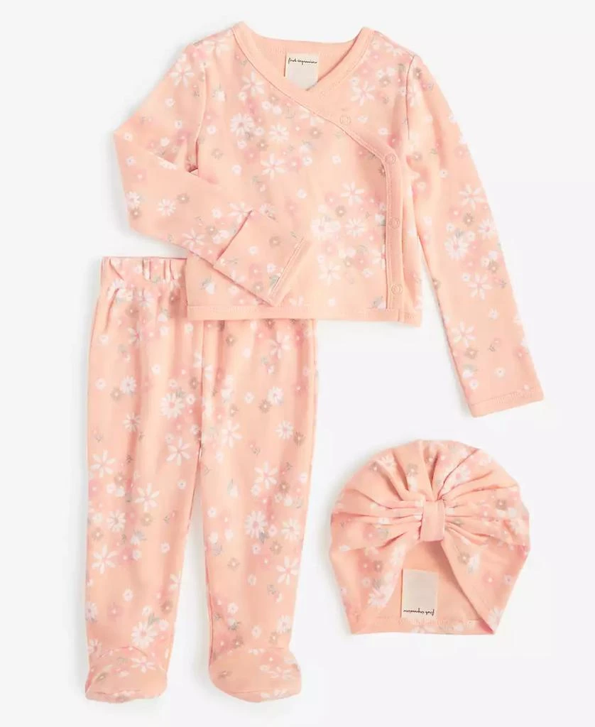 商品First Impressions|Baby Girls Secret Garden Cotton Hat, Cardigan & Footed Pants, 3 Piece Set, Created for Macy's,价格¥92,第1张图片