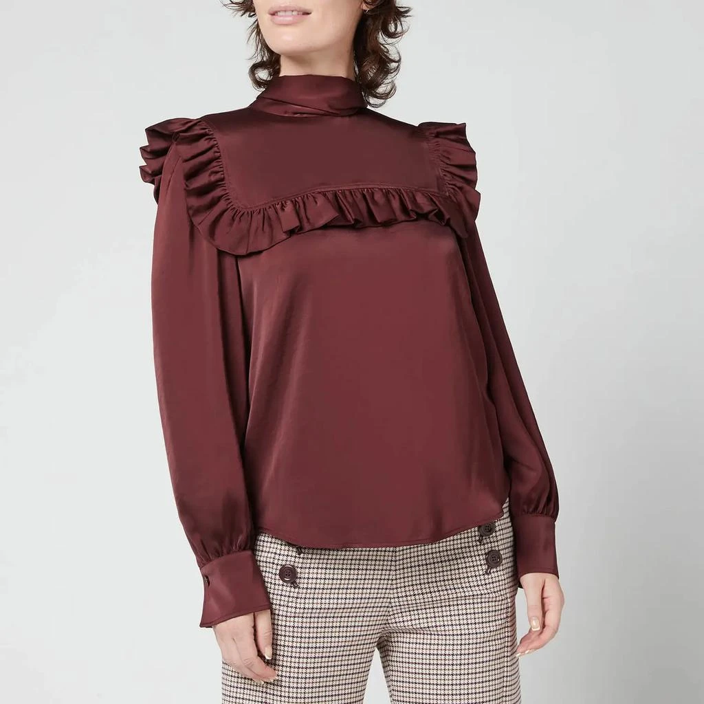 商品See by Chloé|See By Chloé Women's Washed Satin Blouse - Brown,价格¥655,第1张图片