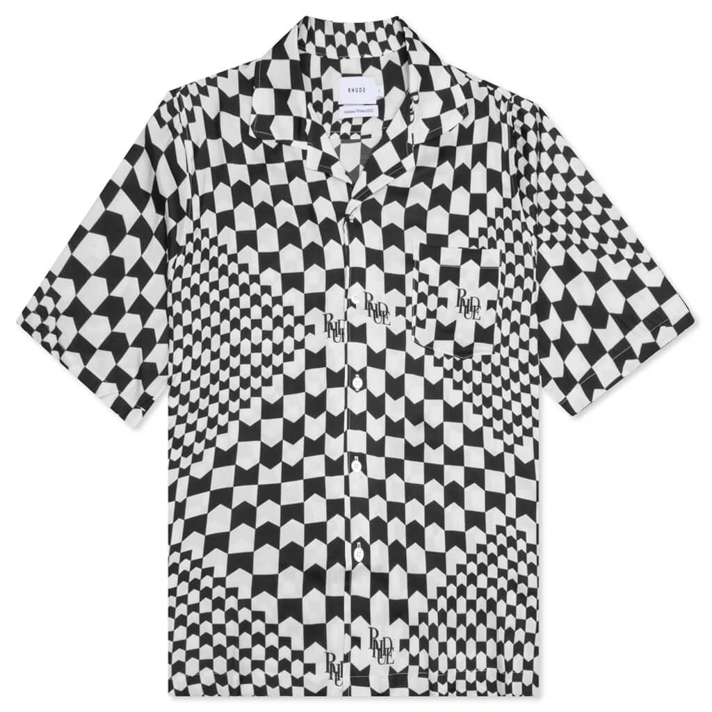 商品Rhude|Rhude Rayon Checker Button Up - Black/Cream,价格¥4938,第1张图片