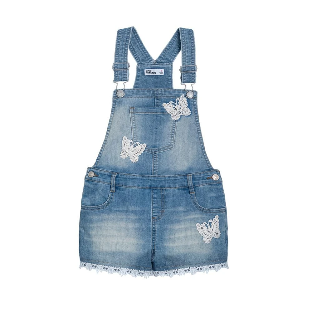 商品Epic Threads|Little Girls Butterfly Denim Shortall, Created For Macy's,价格¥142,第1张图片