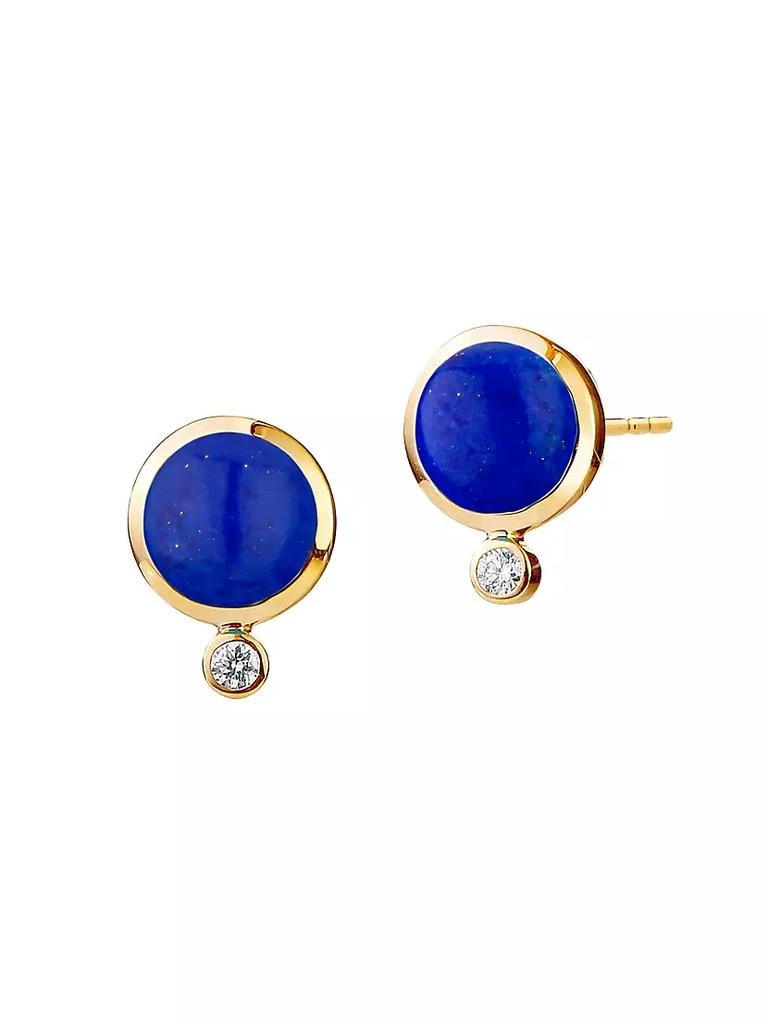 商品Syna|Candy 18K Yellow Gold, Lapis Lazuli &amp; 0.05 TCW Diamond Stud Earrings,价格¥8951,第1张图片