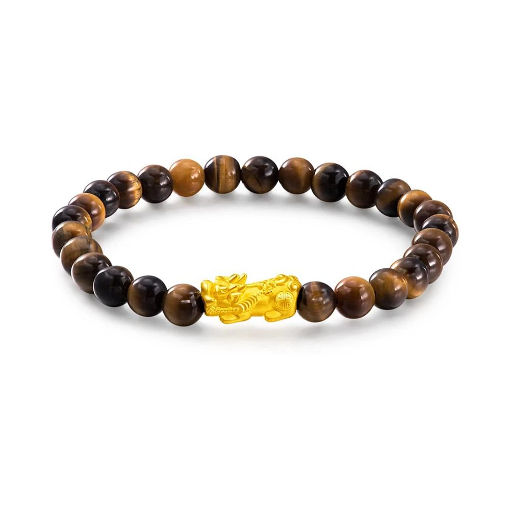 商品Chow Tai Fook|Tiger's Eye & Mythical Pixiu Stretch Bracelet in 24k Gold,价格¥1139,第1张图片