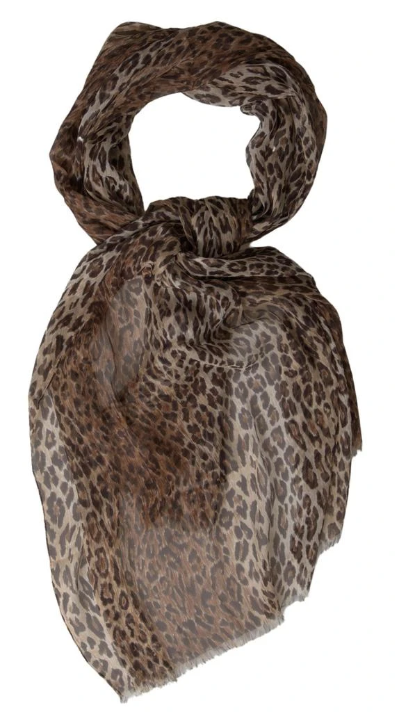 商品Dolce & Gabbana|Dolce & Gabbana Brown Leopard Silk Shawl Wrap Foulard Scarf,价格¥2405,第1张图片