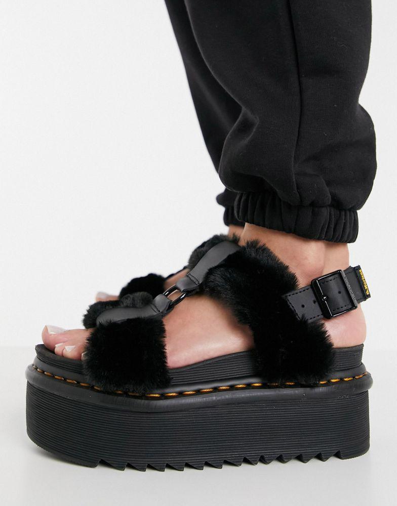 Dr Martens Francis Fluffy sandals in black商品第2张图片规格展示