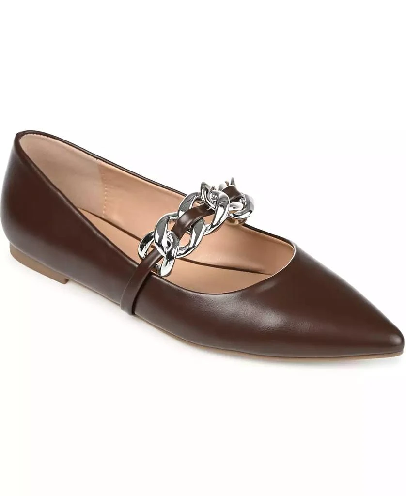 商品Journee Collection|Women's Metinaa Chain Mary Jane Pointed Toe Flats,价格¥174,第1张图片