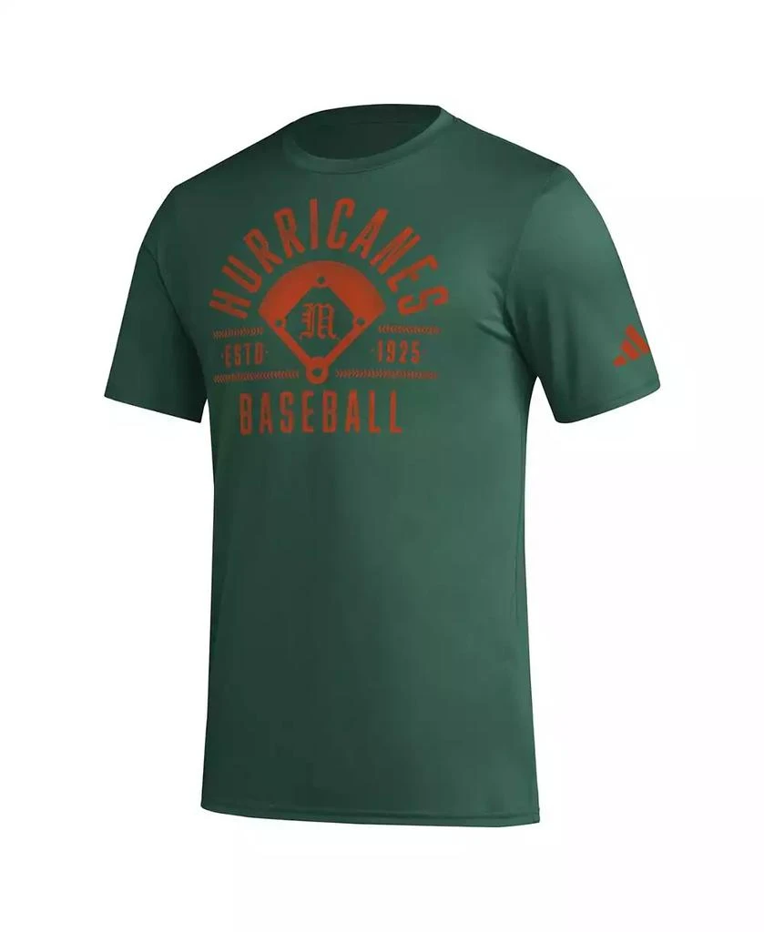 商品Adidas|Men's Green Distressed Miami Hurricanes Exit Velocity Baseball Pregame AEROREADY T-shirt,价格¥223,第2张图片详细描述