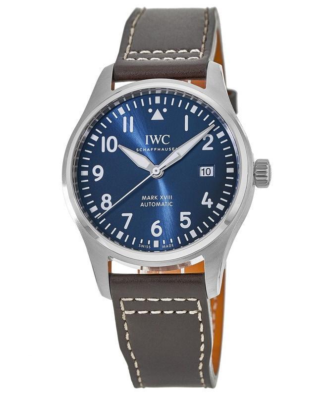 商品IWC Schaffhausen|IWC Pilot's Mark XVIII Blue Dial Le Petit Prince Edition Steel Brown Leather Strap Men's Watch IW327010,价格¥33298,第1张图片