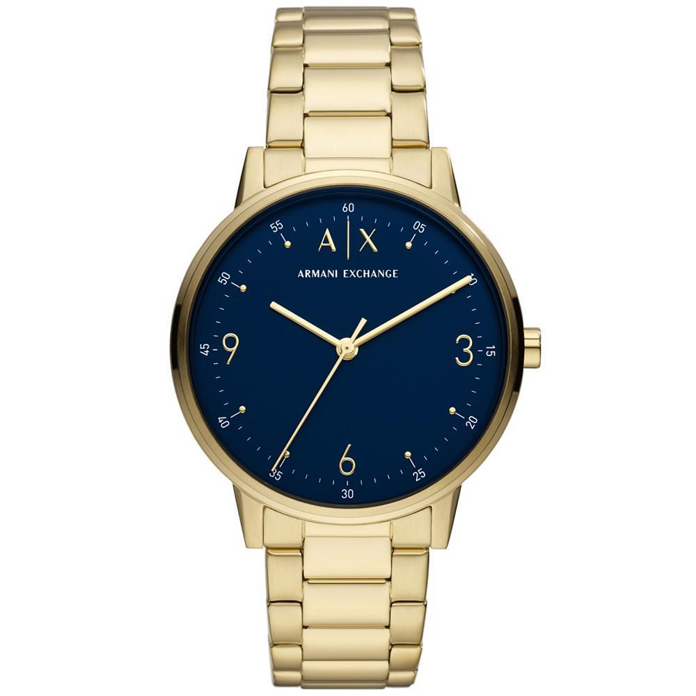 商品Armani Exchange|Men's Three-Hand Gold-Tone Stainless Steel Bracelet Watch,价格¥1254,第1张图片