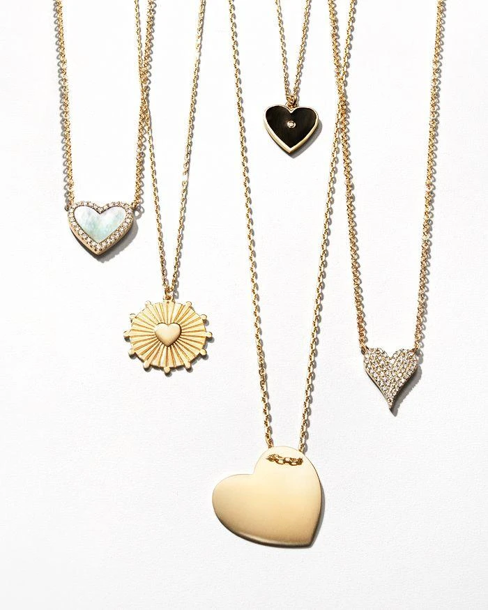 商品Moon & Meadow|14K Yellow Gold Kate Mother of Pearl & Diamond Heart Pendant Necklace, 18",价格¥4590,第5张图片详细描述