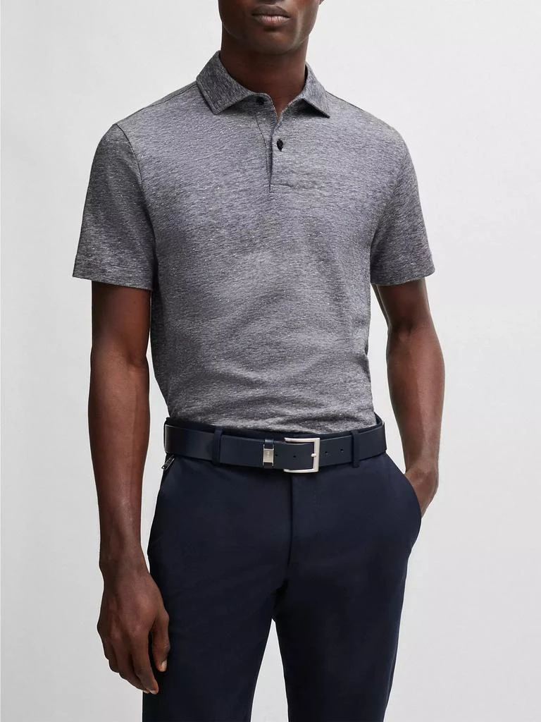 商品Hugo Boss|Regular Fit Polo Shirt in Cotton and Linen,价格¥714,第3张图片详细描述