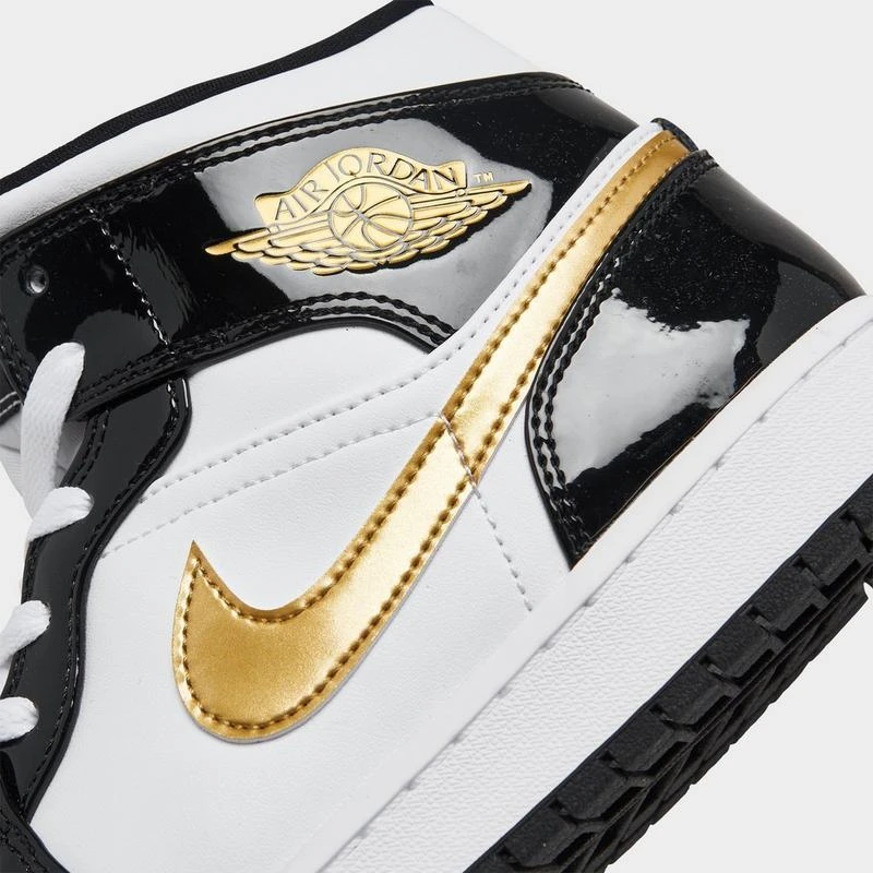 男士 Air Jordan Retro 1 Mid 黑黄脚趾 黑灰 丝绸 商品
