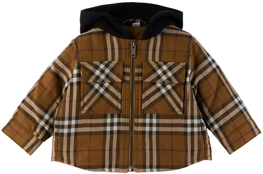 商品Burberry|棕色格纹婴儿夹克,价格¥4144,第1张图片