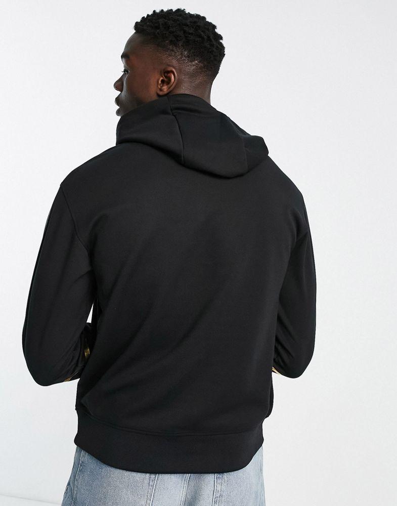 Armani Exchange metallic detail hoodie in black & gold商品第2张图片规格展示