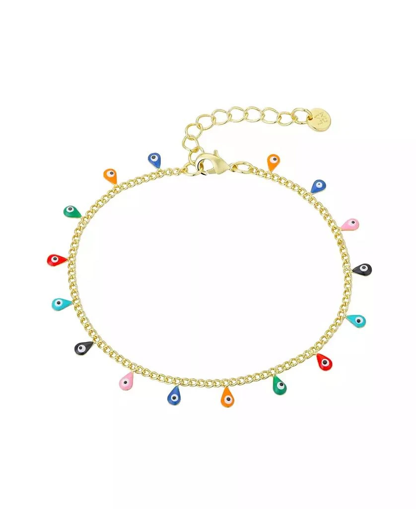 商品Unwritten|14K Gold Flash Plated Enamel Evil Eye Charm Bracelet,价格¥76,第1张图片