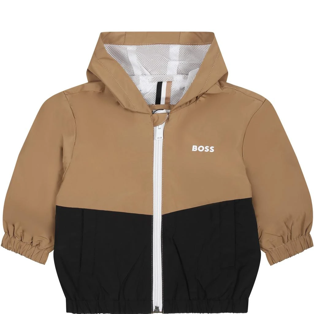 商品Hugo Boss|Brown Windbreaker For Baby Boy With Logo,价格¥987,第1张图片