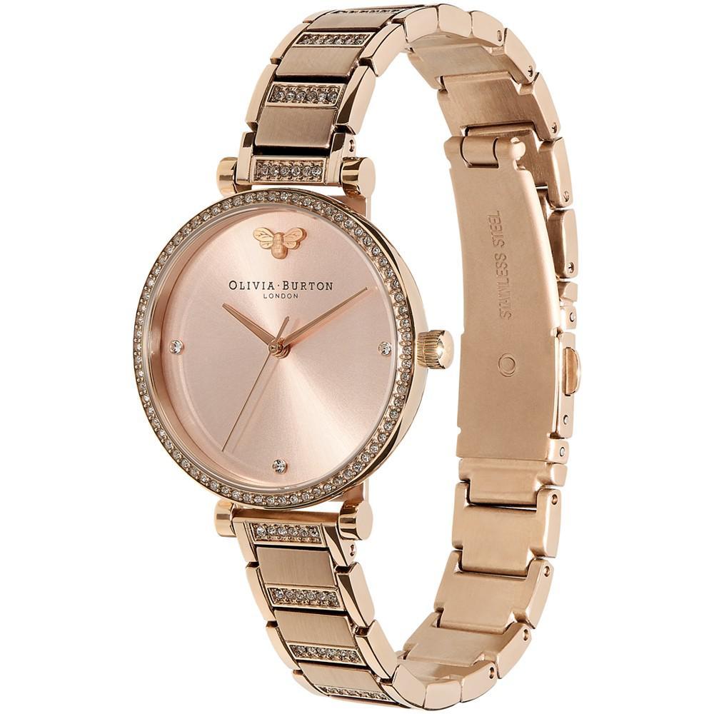 商品Olivia Burton|Women's T-Bar Carnation Gold-Tone Stainless Steel Bracelet Watch 32mm,价格¥1002,第4张图片详细描述