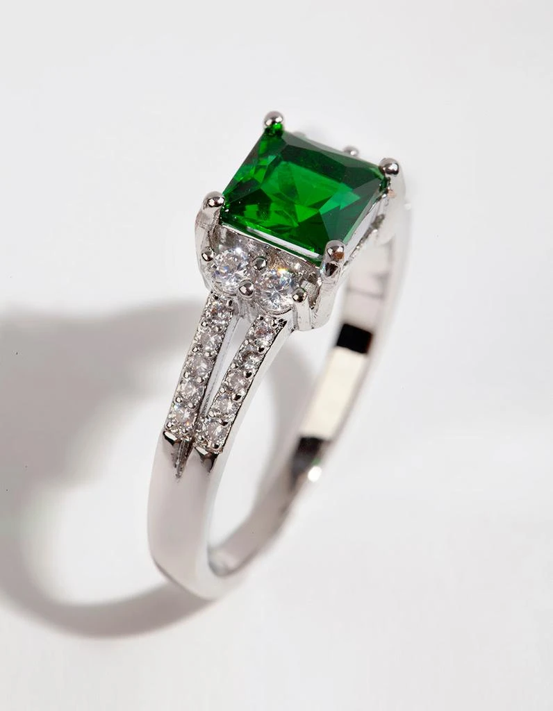 商品Lovisa|Rhodium Square Emerald Cubic Zirconia Ring,价格¥122,第3张图片详细描述