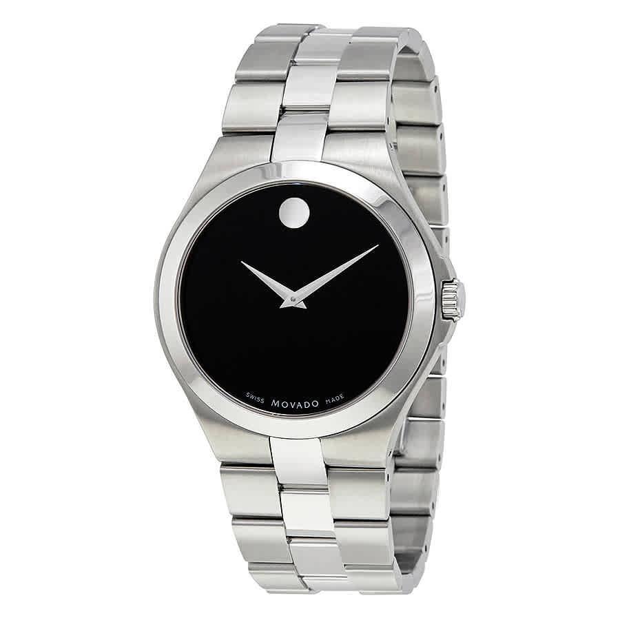商品Movado|Movado Black Dial Stainless Steel Mens Watch 0606555,价格¥2218,第1张图片